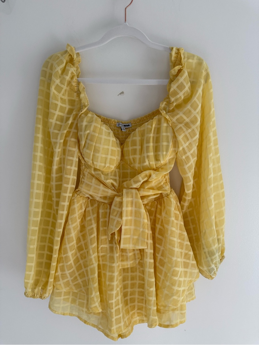 Fashion Nova Yellow Romper Dress w/ Built-In Shorts Size S